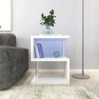 3-layer S-shaped coffee table, high gloss side table with open storage rack and USB power supply, white LED coffee table - V.I.P Digital Presence