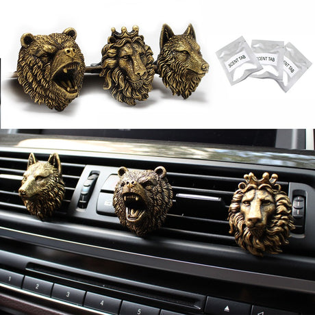 Resin Animal Head Set Car Fragrance Clip Decoration Creative Car Air Outlet Car Clip - V.I.P Digital Presence