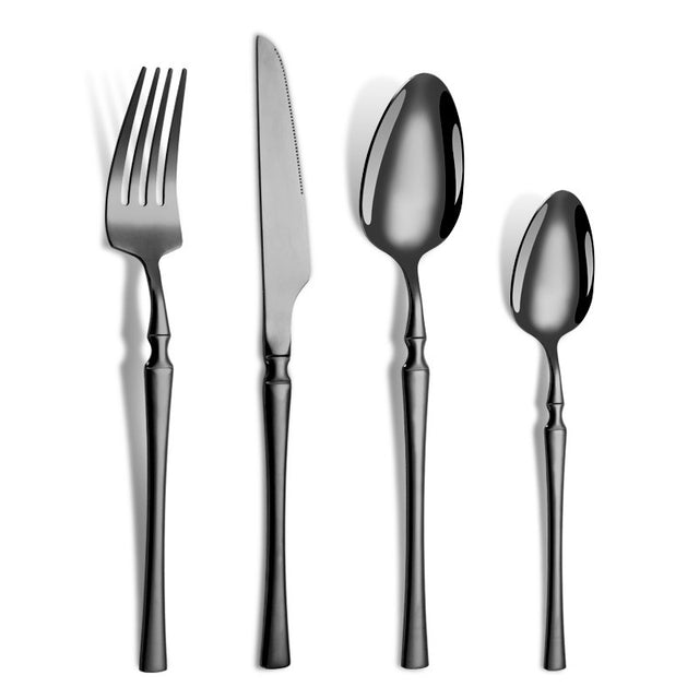 Small waist stainless steel knife, fork, and spoon set of 24 pieces, gold steak knife, fork, stainless steel tableware set, coffee spoon - V.I.P Digital Presence