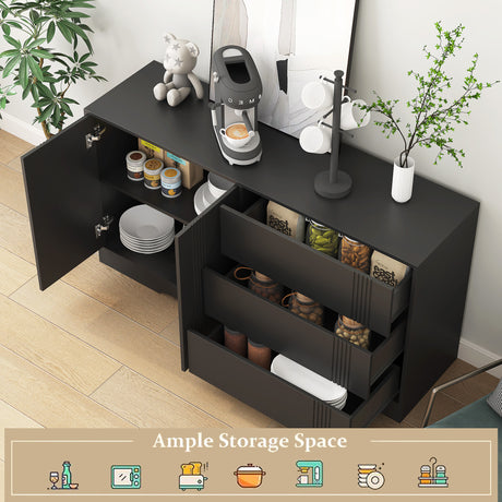 Modern kitchen buffet lockers with storage space, drawers and doors, and a large coffee bar with adjustable kitchen shelves - V.I.P Digital Presence
