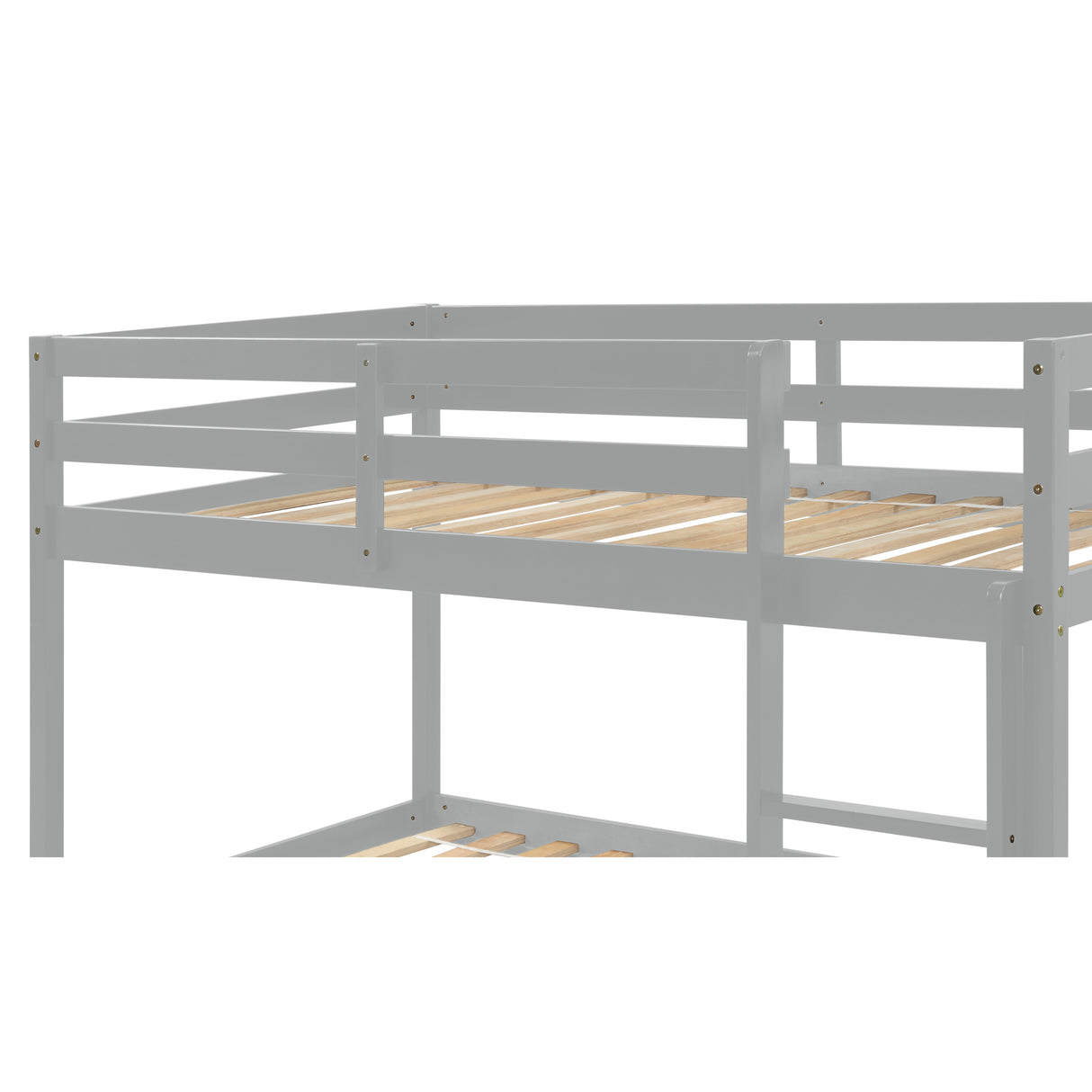 Twin over Twin Floor Bunk Bed,Grey - V.I.P Digital Presence