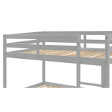 Twin over Twin Floor Bunk Bed,Grey - V.I.P Digital Presence