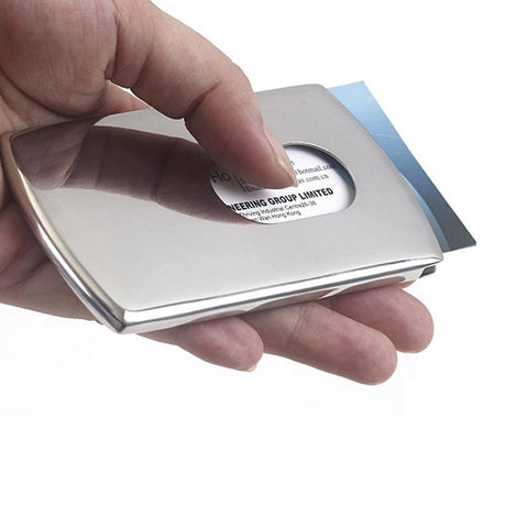 Portable Hand-push type Stainless Steel Business card holder wallet card case for men - V.I.P Digital Presence