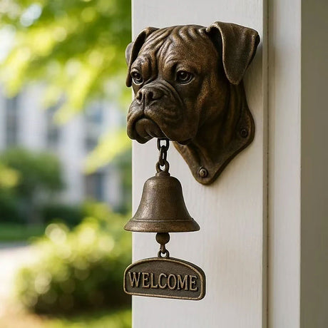 Dog welcome chime, vintage Bulldog Dobermann chime, metal merchant chime – wall decor for home/office entrance. - V.I.P Digital Presence