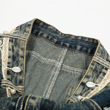 Punk Retro Washed Distressed Denim Wide-Leg Pants Men's Trendy Unique Design Loose Fit Flared Trousers - V.I.P Digital Presence