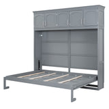 Full Size Murphy Bed Wall Bed with Top Cabinets,Gray - V.I.P Digital Presence