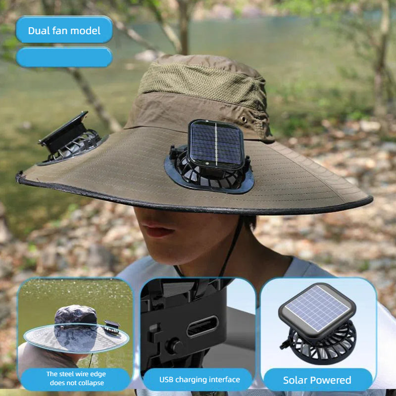 Camper Solar Fan Hat Fishing Hat Men's Outdoor Mountaineering UV Protection Sunshade Fishing Hat with Fan - V.I.P Digital Presence