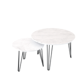27.56'' Round Nesting Coffee Table Set of 2, Circular Nesting End Table Set Sturdy Metal Base for Living Room, bedroom, White - V.I.P Digital Presence