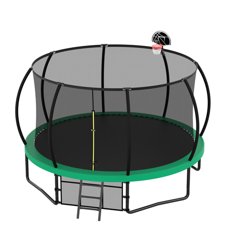 12FT Recreational Kids Trampoline with Safety Enclosure Net & Ladder, Outdoor Recreational Trampolines - V.I.P Digital Presence