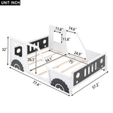 Full Size Classic Car-Shaped Platform Bed with Wheels White