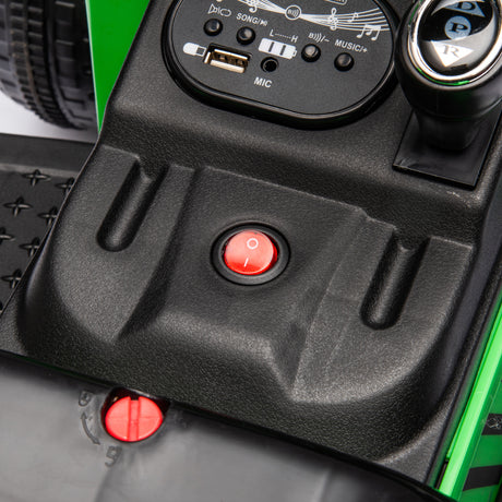 12V children ride the electric tractor "Black Knight" with a detachable storage tugboat and power display screen. - V.I.P Digital Presence