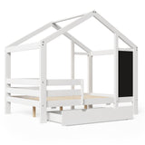 Full House Bed with Blackboard and Drawers Two assembly options White - V.I.P Digital Presence
