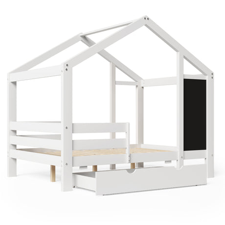 Full House Bed with Blackboard and Drawers Two assembly options White - V.I.P Digital Presence