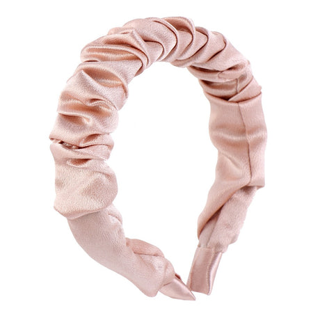 Multi color retro solid satin pleated hair compression headband - V.I.P Digital Presence