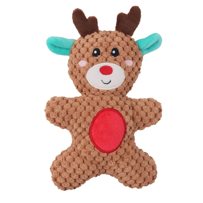 Xmas Pet Dog Plush Noise Chewing Toy Santa Elk Gingerbread Man Donut Cat Dog Christmas Series Cartoon Dog Toy Plush Squeak Toy - V.I.P Digital Presence