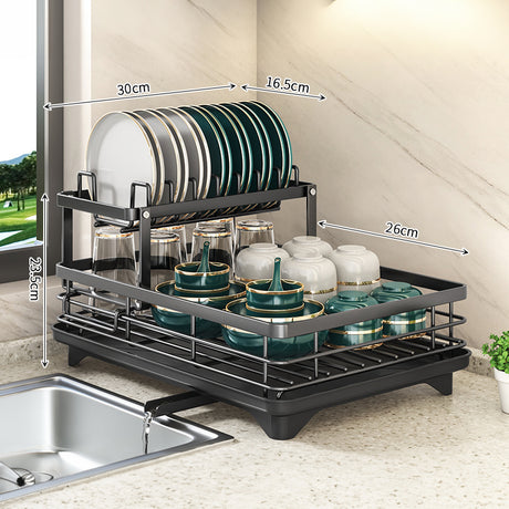 2024 Kitchen Dish Drying Rack with Adjustable Stainless Steel Organizer - V.I.P Digital Presence