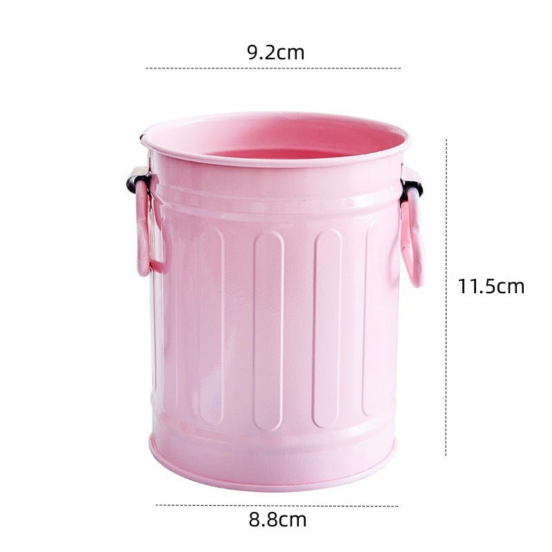 Cylindrical wrought iron pen holder DIY creative desktop storage bucket multifunctional stationery pen holder - V.I.P Digital Presence