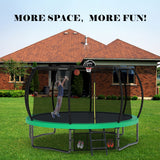12FT Recreational Kids Trampoline with Safety Enclosure Net & Ladder, Outdoor Recreational Trampolines - V.I.P Digital Presence