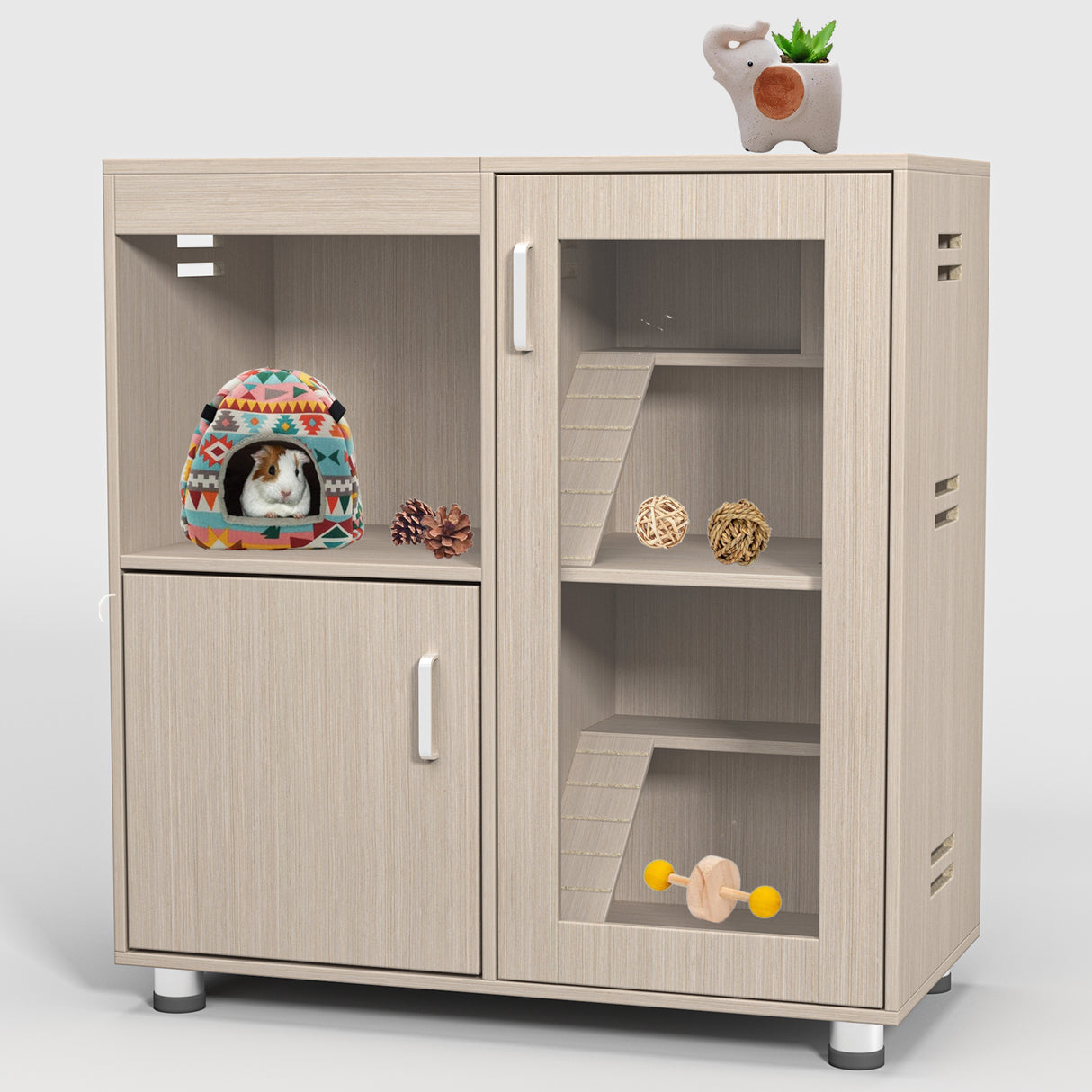 Guinea pig cage, 4 layers of hamster cage wood, with storage cabinet, mouse cage, openable top, acrylic window ，X-Large - V.I.P Digital Presence