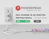 PowerPeak PD Wall Dual Port Charger 20W - White - V.I.P Digital Presence