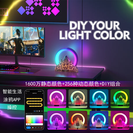 Smart Tuya APP Sunrise Flame Mountain Alarm Clock Night Lights 15W Wireless Charing BT Speaker White Noise LED Table Lamp - V.I.P Digital Presence