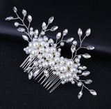Handmade pearl flower inlaid with diamonds full of diamond comb comb - V.I.P Digital Presence