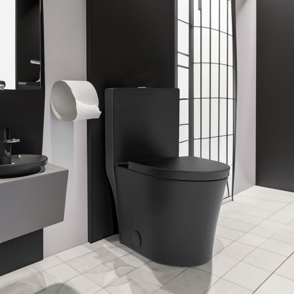 Matte Black Elongated One Piece Toilet Dual Flush 1.1/1.6 GPF Water Saving Map 1000g,Matte Black - V.I.P Digital Presence