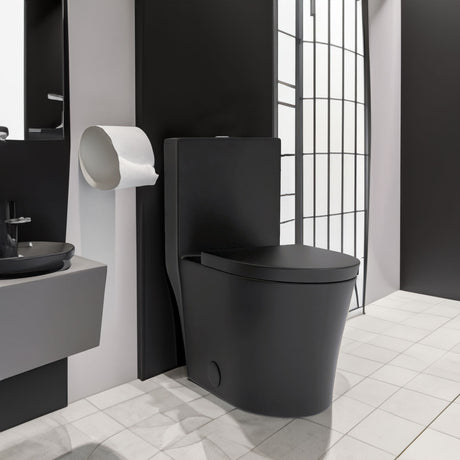 Matte Black Elongated One Piece Toilet Dual Flush 1.1/1.6 GPF Water Saving Map 1000g,Matte Black - V.I.P Digital Presence