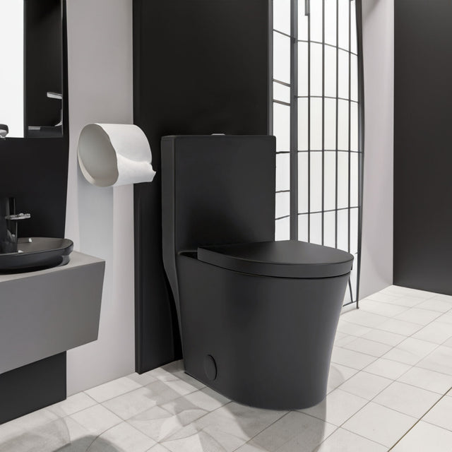 Matte Black Elongated One Piece Toilet Dual Flush 1.1/1.6 GPF Water Saving Map 1000g,Matte Black - V.I.P Digital Presence