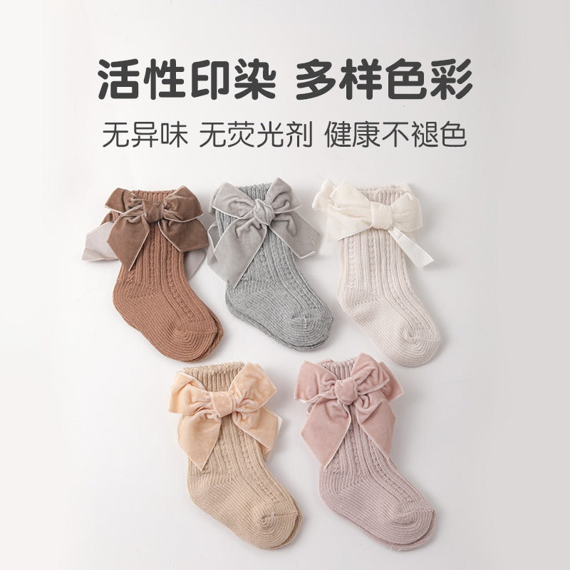 Calcetines gruesos de aguja para bebé, calcetines de otoño e invierno, calcetines cortos de longitud media para niños y niñas, calcetines de felpa de princesa