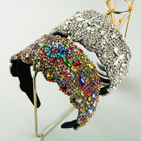 New Oversized Exaggerated Gypsophila Color Rhinestone Wide-Brimmed Headband Female Net Celebrity Fabric Personality Headwear - V.I.P Digital Presence