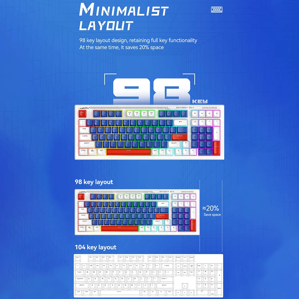T-WOLF TF610 Keyboard and Mouse Game Keyboard and Mouse Set Mech Style Wired Esports Double Color White and Blue - V.I.P Digital Presence