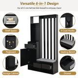 39.3'W70.8'H multifunctional corridor shoe cabinet with soft padded nail board and black hanger with entrance hook - V.I.P Digital Presence