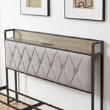 Bed frame with charging station full size, Grey, 83.1'' L x 56.1'' W x 39.2'' H. - V.I.P Digital Presence
