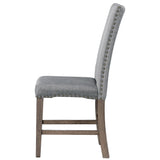 TOPMAX Mid Century Solid Wood 7-Piece Expandable Dining Table Set with Soft Cushioned Chair, Gold Brown+Gray Cushions