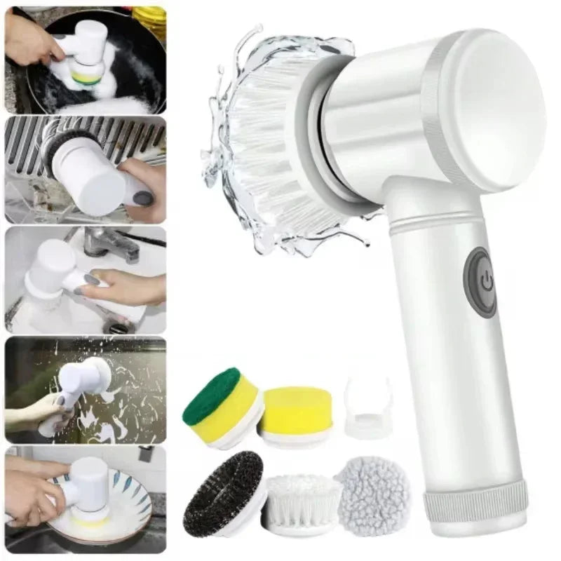 New Electric Spin Scrubber,Bathroom Cleaning Brush Power Scrubber with 5 Replaceable Brush Heads, 5 in 1 Electric Cleaning Brush - V.I.P Digital Presence