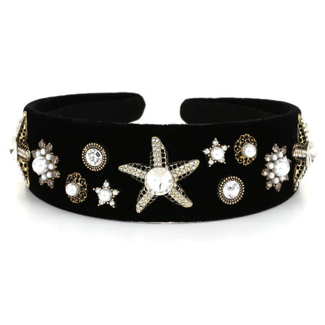 Fashionable velvet pearl black starfish hairband - V.I.P Digital Presence