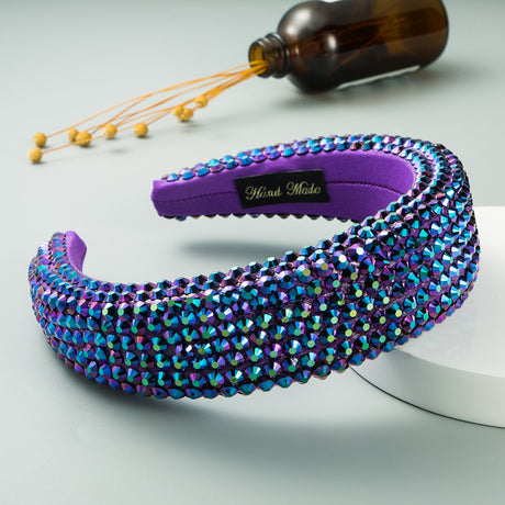 Ins Super Flash Full Drill 4.5cm Wide Brimmed Headdress Thickened Sponge Solid Color Headband Ladies Press Release Art Headband - V.I.P Digital Presence