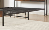 Bed frame with charging station full size, Rustic Brown, 83.1'' L x 56.1'' W x 39'' H - V.I.P Digital Presence