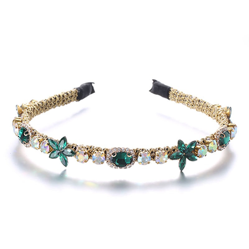 Crystal flower set with colorful glass diamond fine edge hair hoop - V.I.P Digital Presence