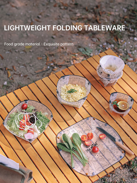 Outdoor Folding Tableware Portable Bowl Dinner Plate Coffee Filter Funnel Water Cup Multipurpose Combination Tableware Set - V.I.P Digital Presence