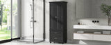 Tall Storage Cabinet with Two Drawers for Bathroom/Office, Black - V.I.P Digital Presence