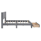Full Size Storage Bed Velvet Upholstered Platform Bed with a Big Drawer - Gray - V.I.P Digital Presence