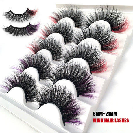 Colorful Fried 5 Pairs Of False Eyelashes Multi-Layer Thick Cross Mink Hair Eyelashes 8D FLUFFY - V.I.P Digital Presence
