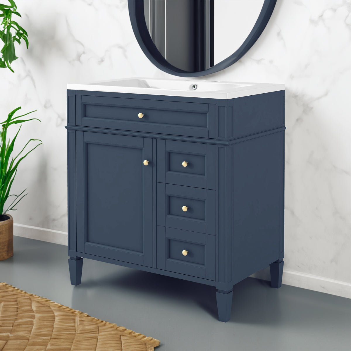 30 inch bathroom vanity with top sink, storage cabinet with 2 drawers and 1 drawer, single sink bathroom vanity - V.I.P Digital Presence