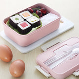 Lunch Box Food Container Bento Box Heated Lunchbox Kids Lunchbox Snack Straw Wheat Korean Sealed Student Plastic Box for Food - V.I.P Digital Presence
