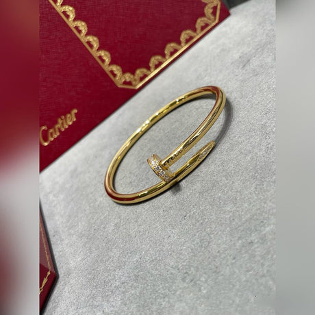 V-Gold Diamond Pavé Screw Cuff for Couples - Titanium Steel Open-Close Clasp - V.I.P Digital Presence