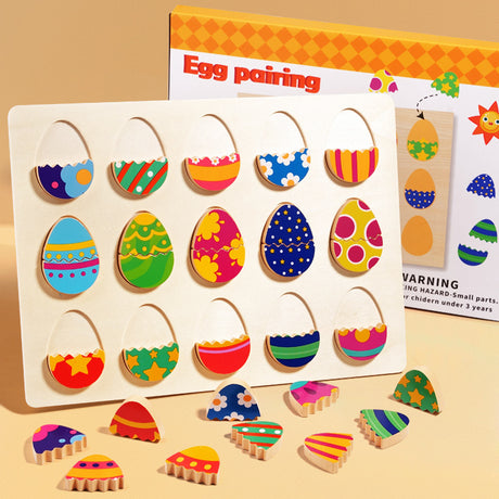 Children's Fun Puzzle Easter Egg Color Shape Matching Color Pattern Cognitive Early Education Thinking Logic Wooden Toys - V.I.P Digital Presence