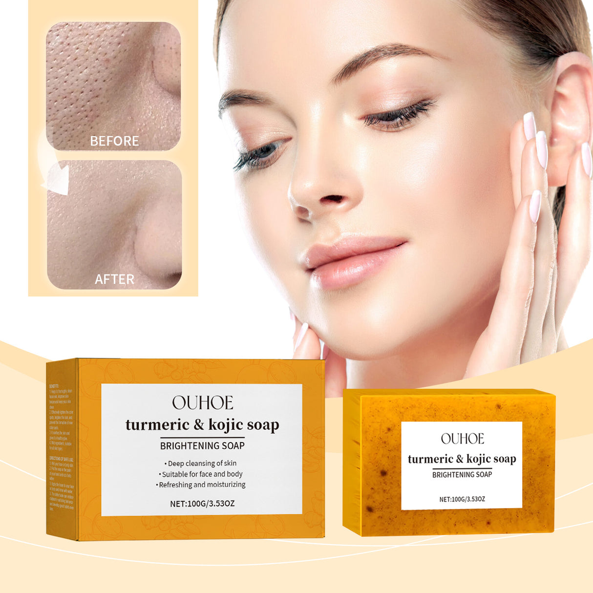 Turmeric & Kojic Soap, Gentle Cleansing Skin Moisturizing Facial Body Care Soap - V.I.P Digital Presence