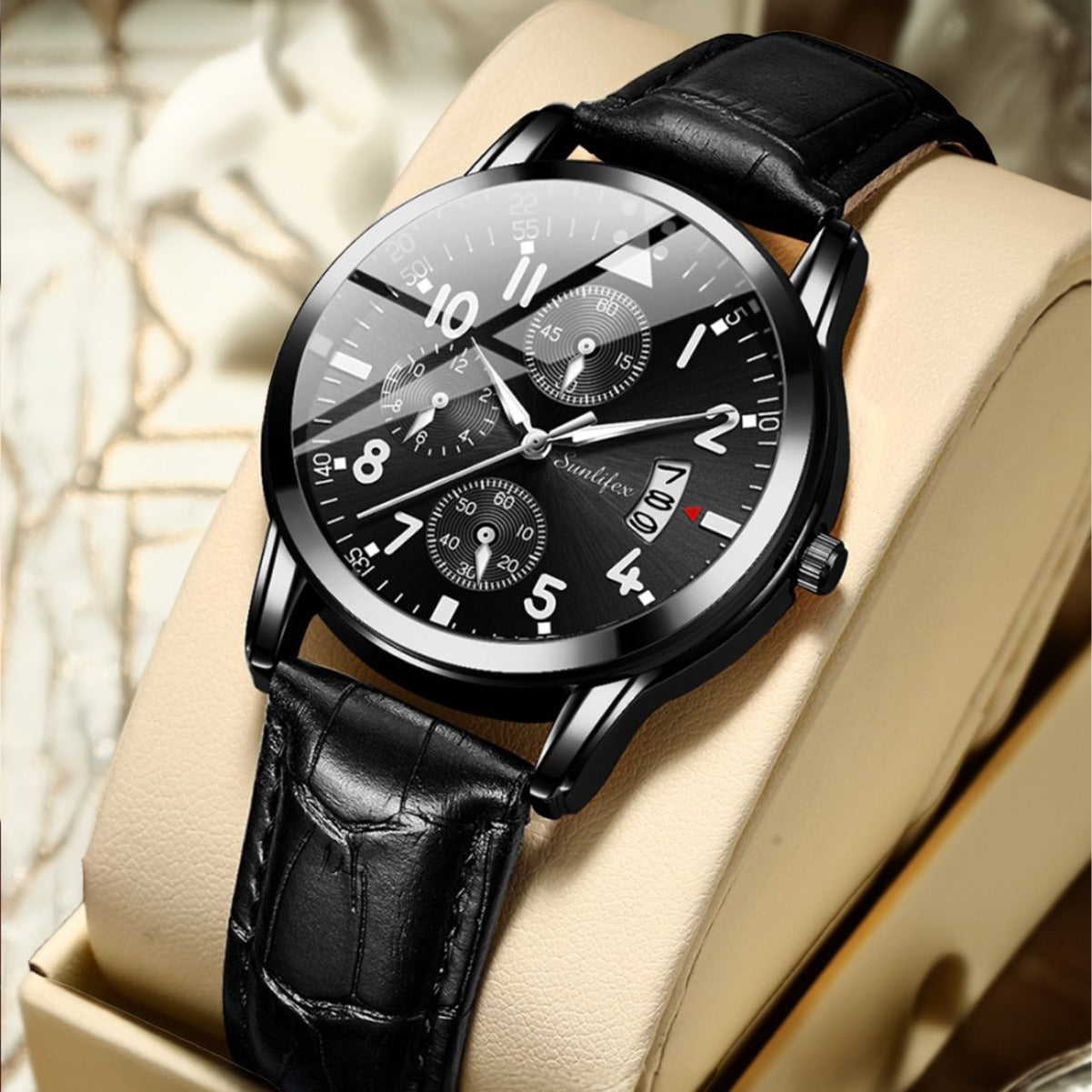 New Men's Watch Student Men's Night Light Waterproof Sports Leather Strap Black Quartz Watch - V.I.P Digital Presence